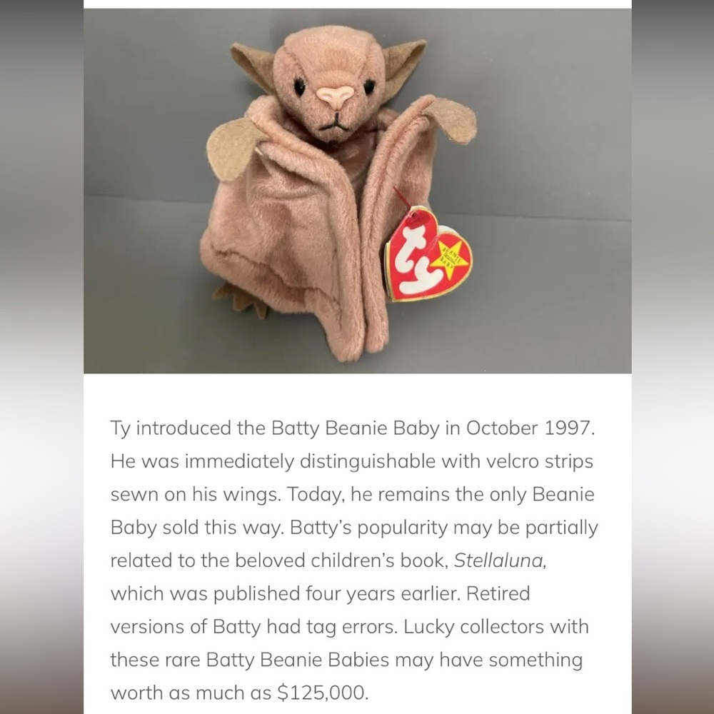 Rare collection beanie baby “Batty” - Picture 6 of 6